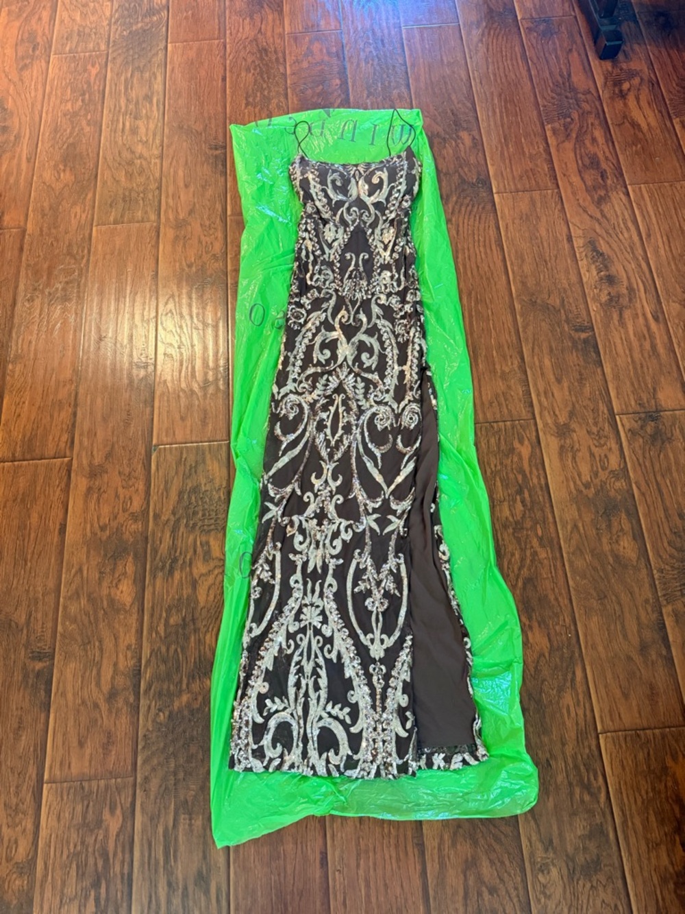 Windsor Brown Maxi Dress with Champagne Embellishment